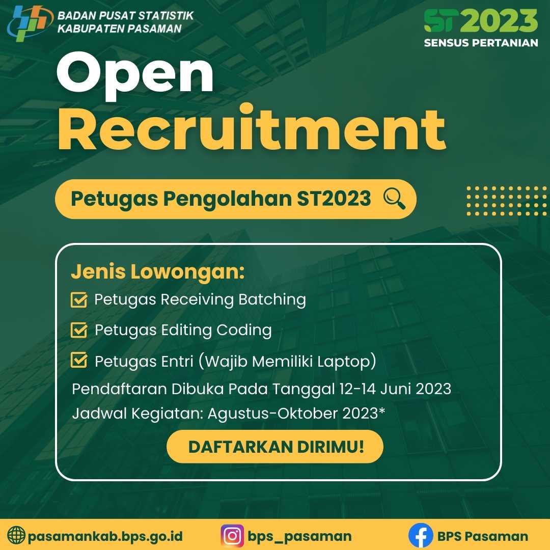 Open Recruitment Petugas Pengolahan ST2023